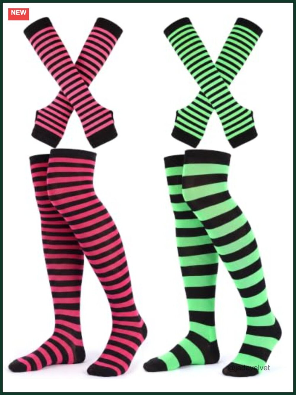 Striped Thigh High Socks & Arm Warmers Set Costume Accessories